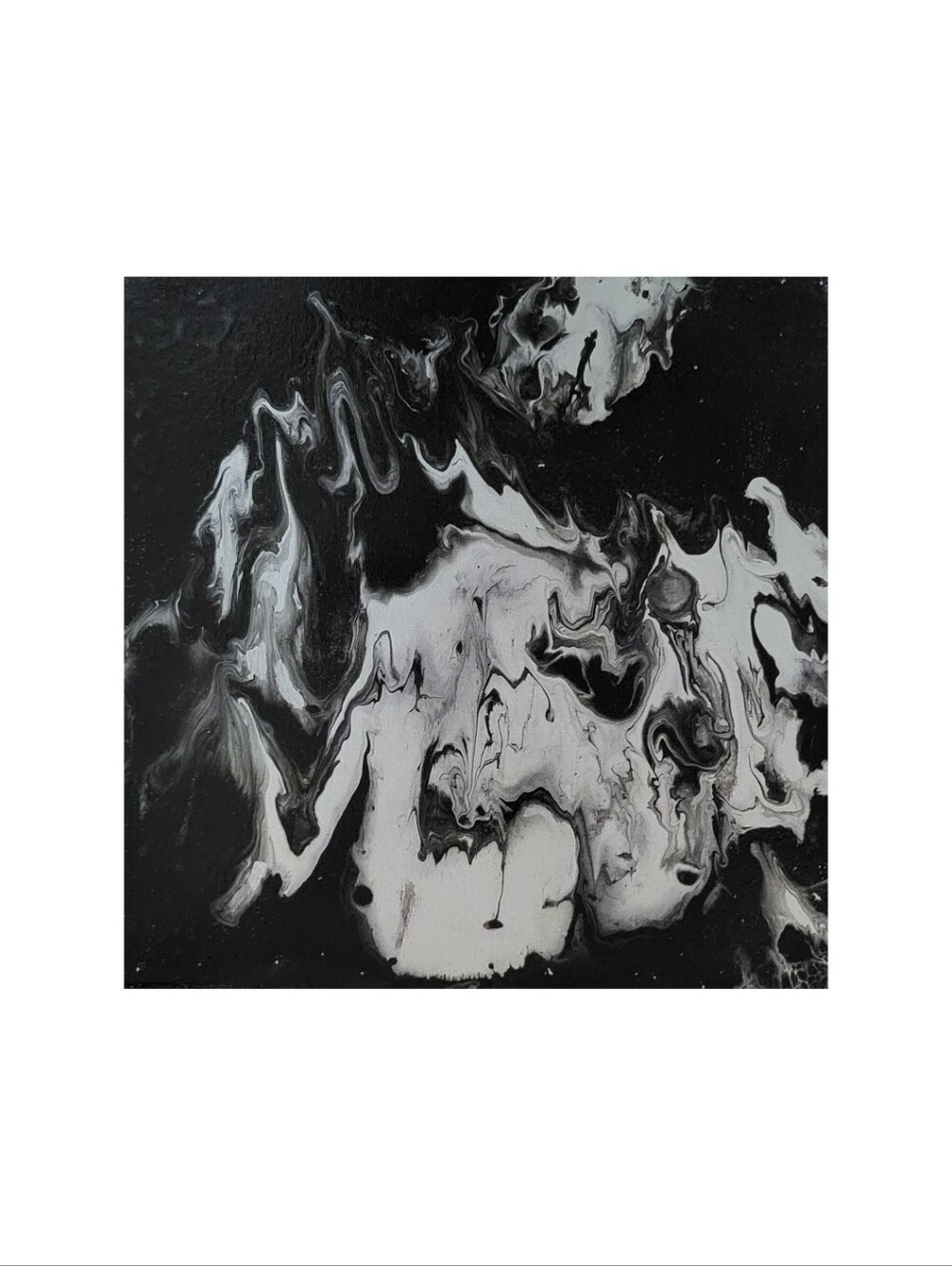 Hand Crafted Abstract Black and Gray 12x12 Inches Wall Art Canvas Painting - Picture 4 of 6